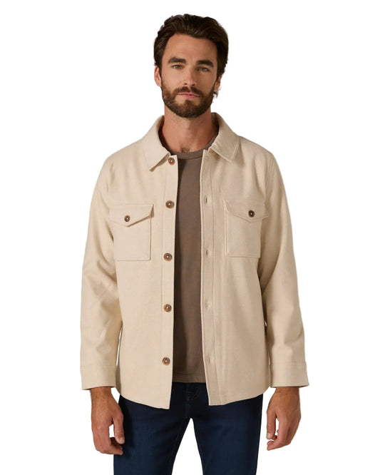 7 Diamonds Men’s Craftsman Twill Shacket Beige