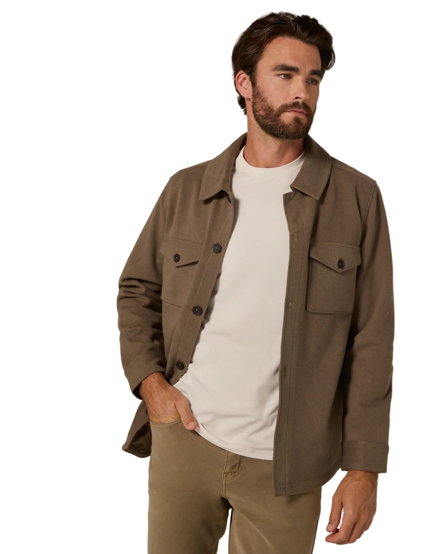 7 Diamonds Men’s Craftsman Twill Shacket Khaki