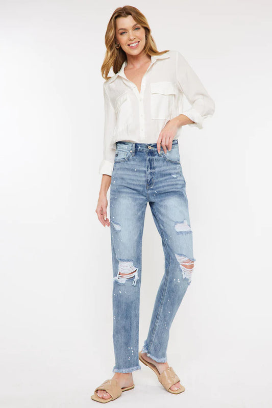 KanCan Women's Oceane High Rise Slim Straight Jean