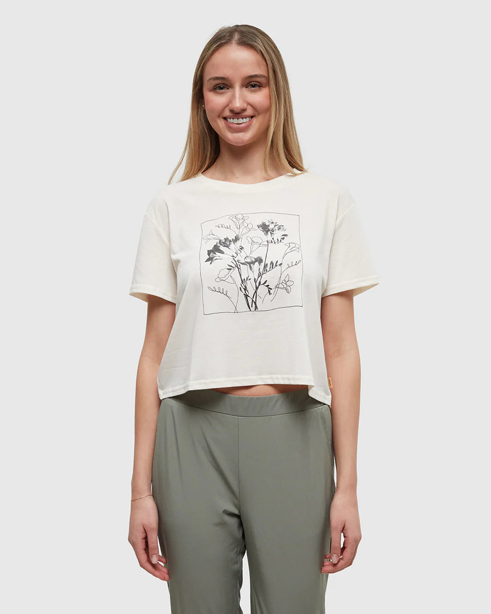 Tentree Women's Floral Crop T-Shirt Undyed/Meteorite Black