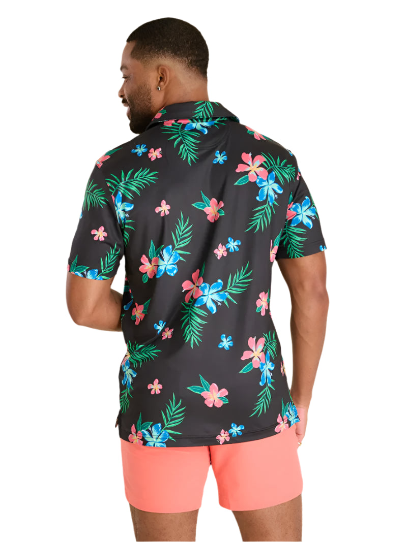 Chubbies Men's The Electric Flowers Performance Polo Black