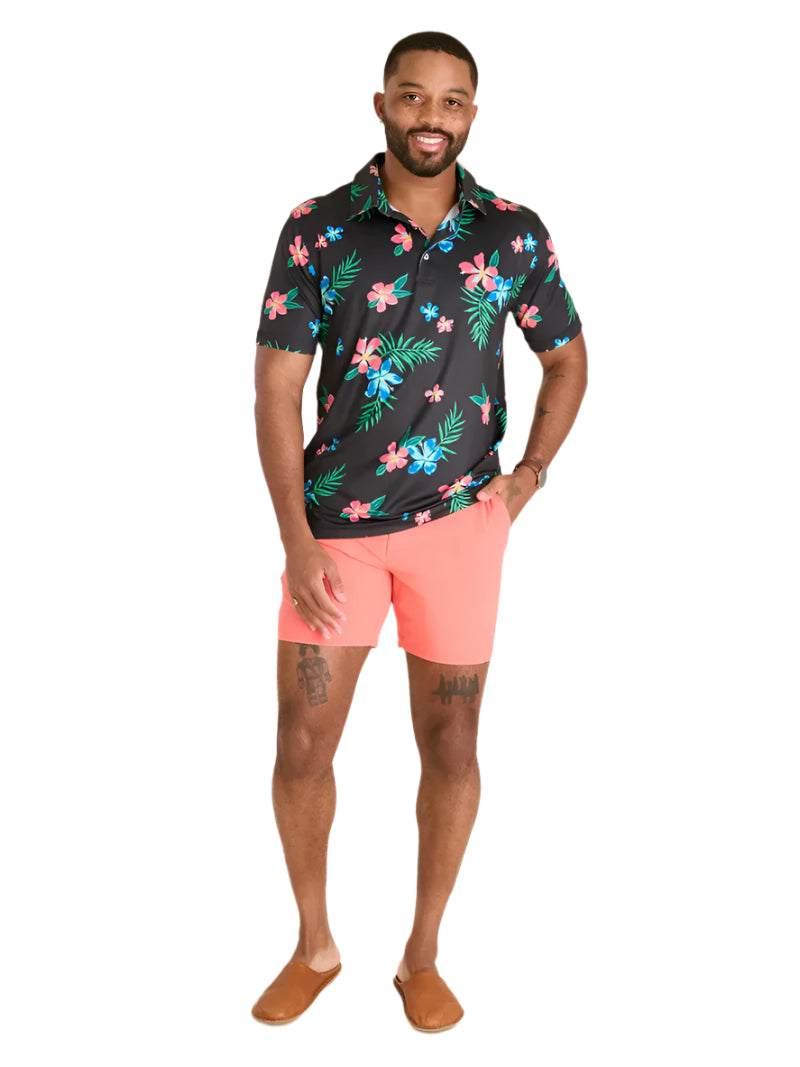 Chubbies Men's The Electric Flowers Performance Polo Black