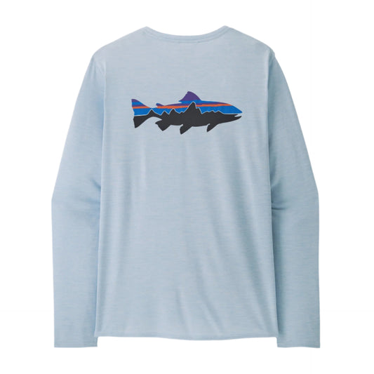 Patagonia Men's L/S Cap Cool Daily Graphic Shirt - Waters Fitz Roy Trout: Fleck Blue - Brekken's