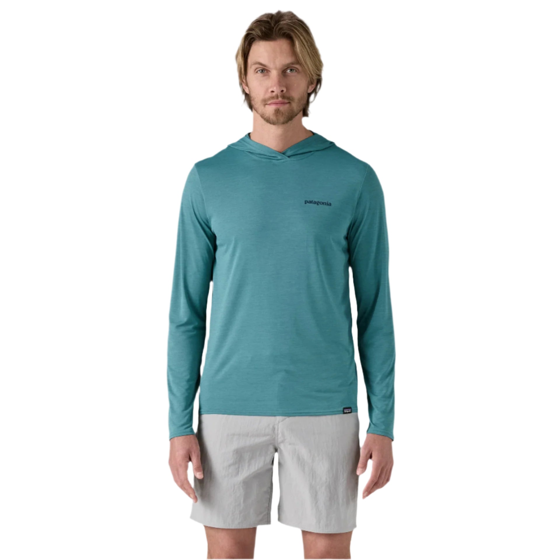 Patagonia Men's Cap Cool Daily Graphic Hoody Boardshort Logo Tones: Wetland Blue - Brekken's