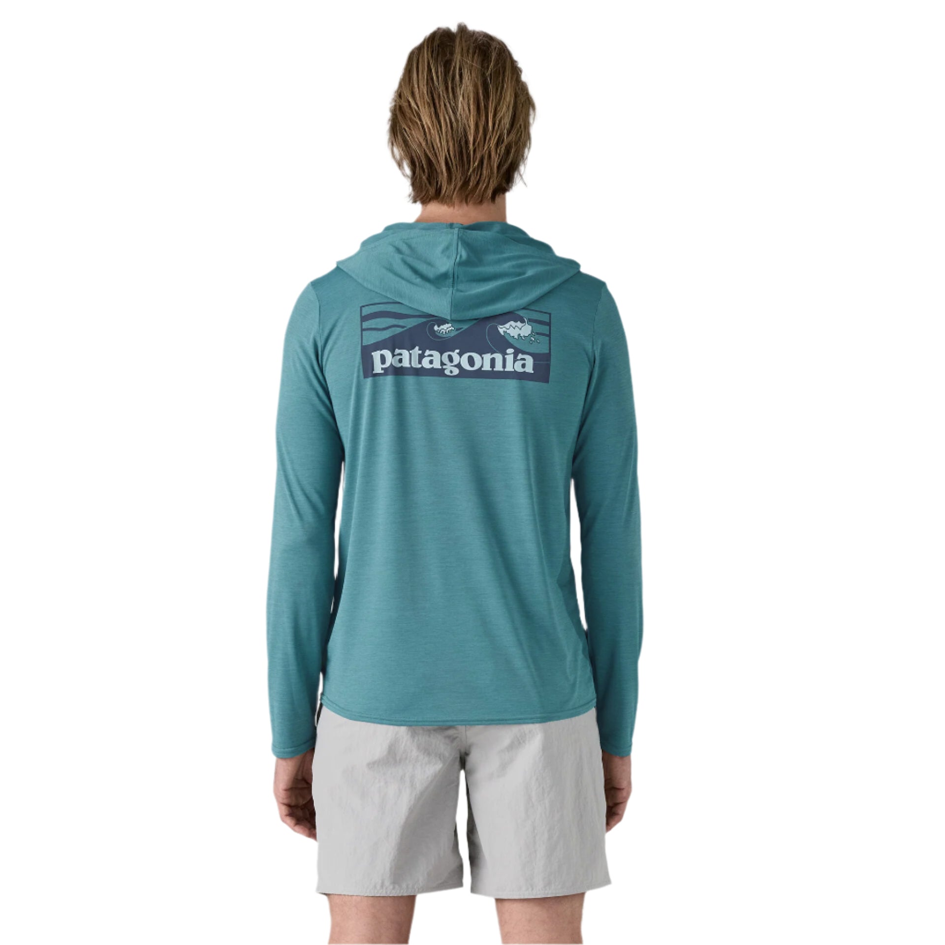 Patagonia Men's Cap Cool Daily Graphic Hoody Boardshort Logo Tones: Wetland Blue - Brekken's