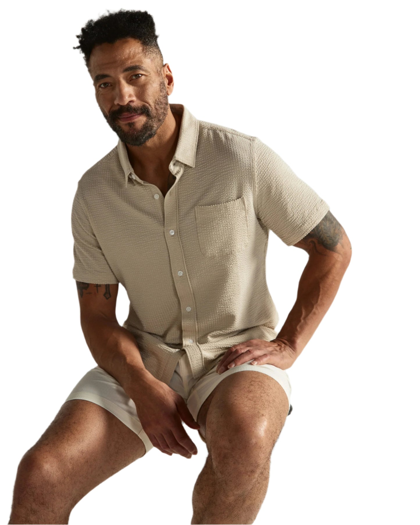7 Diamonds Men's Bennet Short Sleeve Shirt Tan
