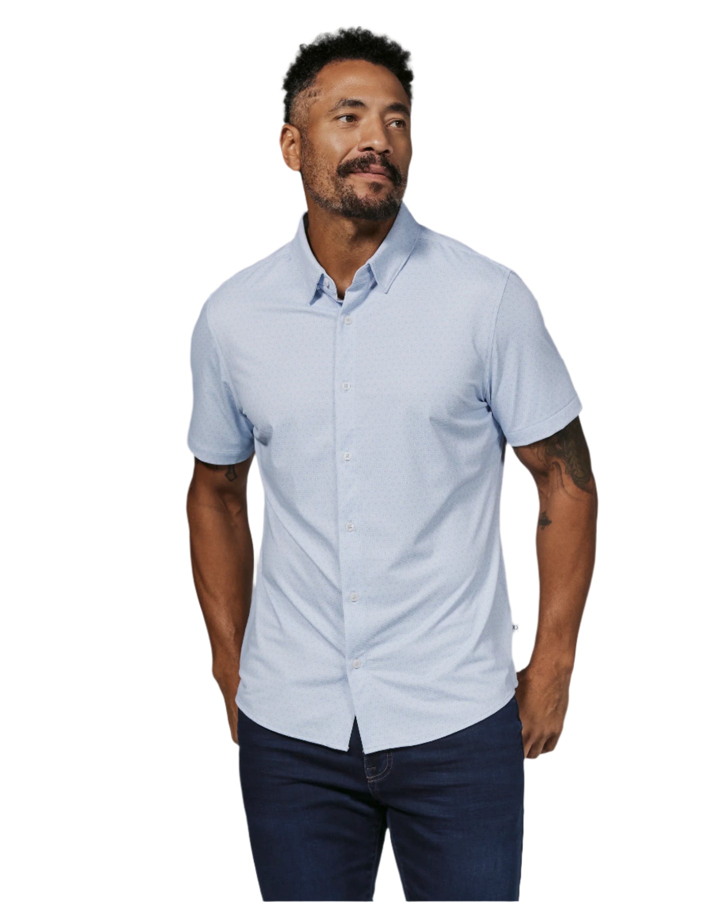 7 Diamonds Men's Corsica Short Sleeve Shirt Light Blue