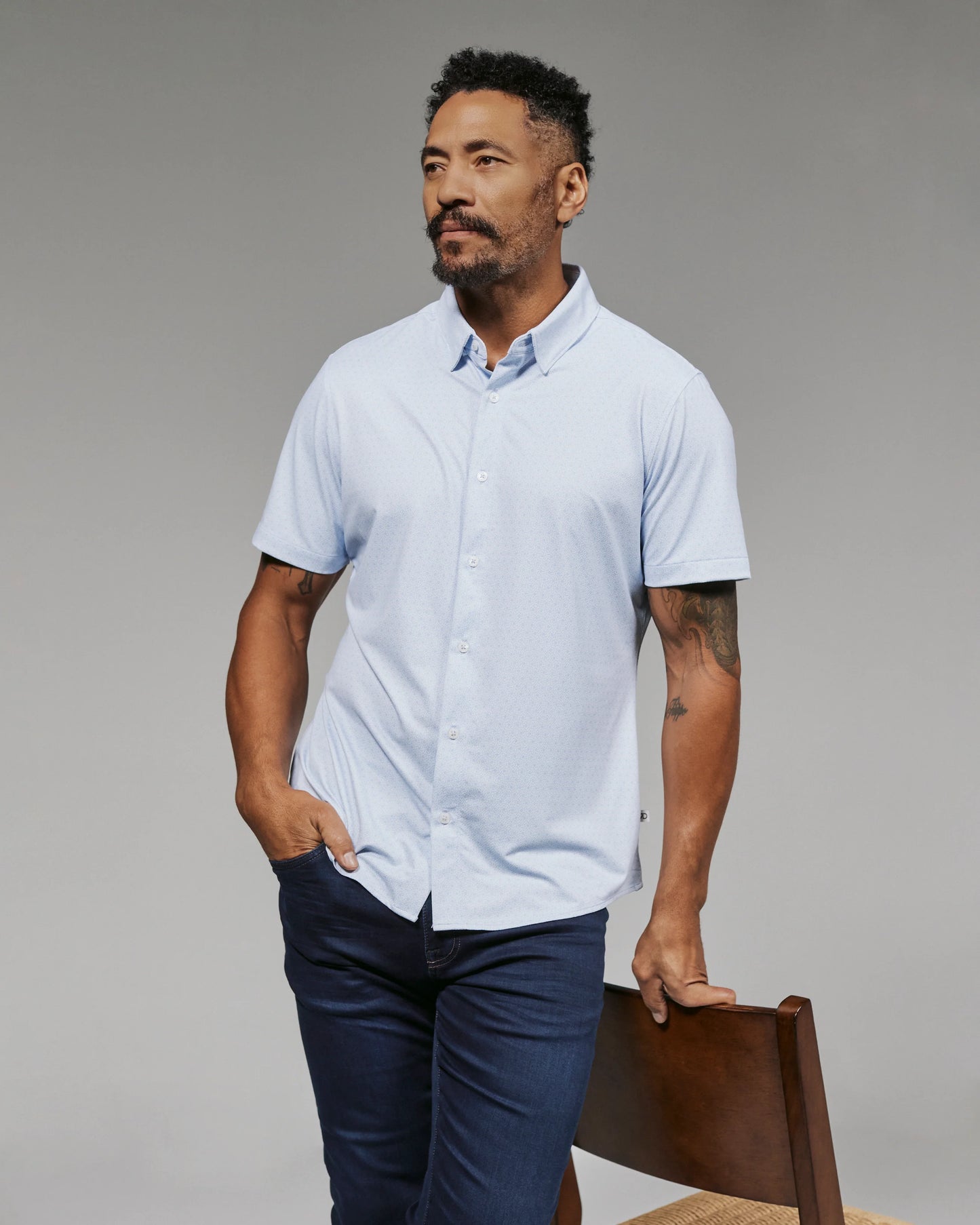 7 Diamonds Men's Corsica Short Sleeve Shirt Light Blue