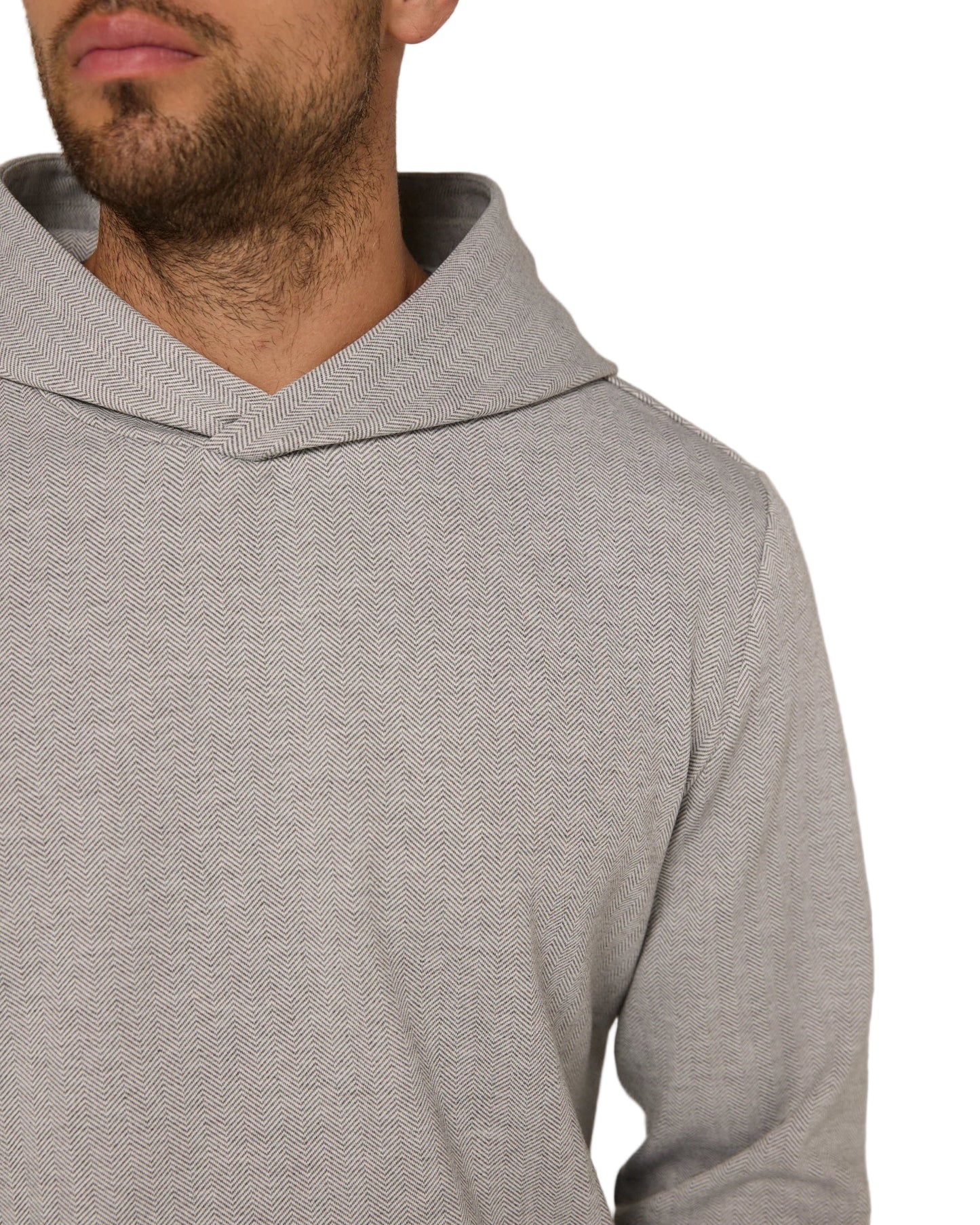 7 Diamonds Men’s Roarke Herringbone Hoodie Light Grey