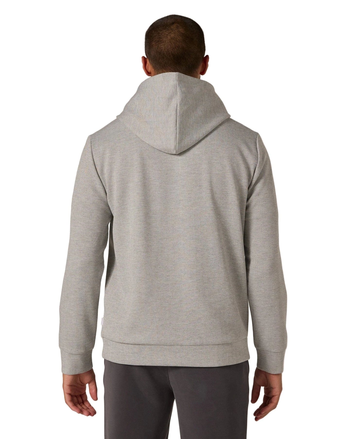 7 Diamonds Men’s Roarke Herringbone Hoodie Light Grey