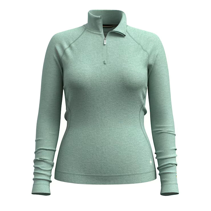 Smartwool Women's Classic Thermal Merino Base Layer 1/4 Zip Arctic Green Heather