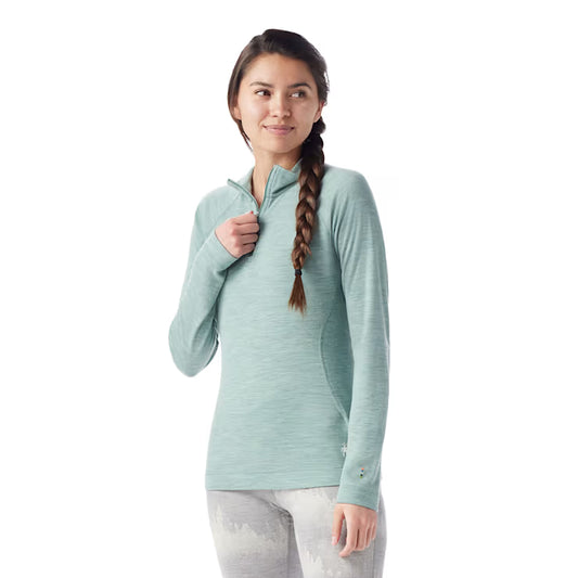 Smartwool Women's Classic Thermal Merino Base Layer 1/4 Zip Arctic Green Heather