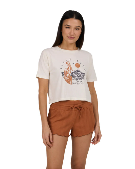 Salty Crew Women's Ashore Crop Tee Off White - Brekken's