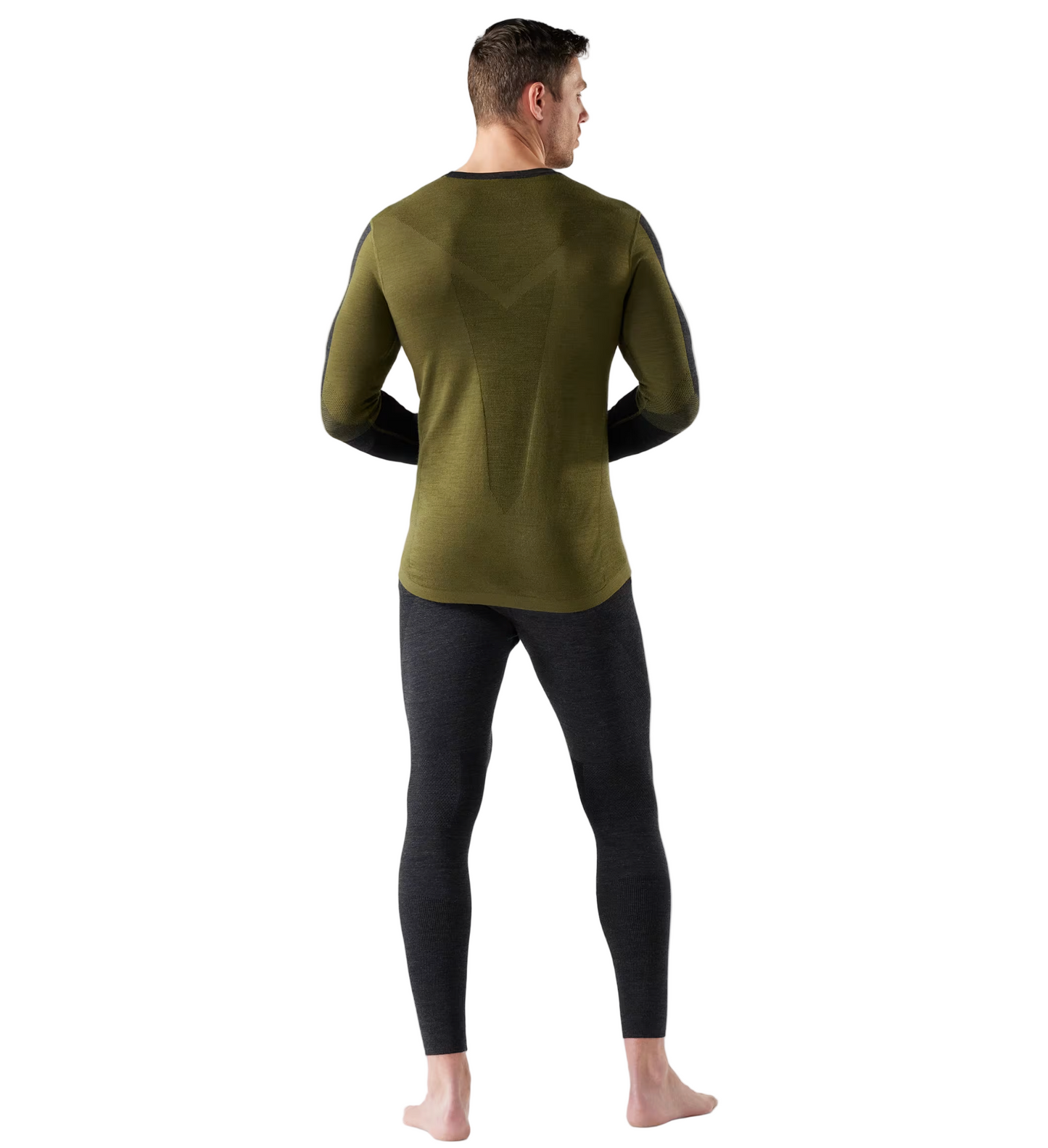 Smartwool Men's Intraknit Thermal Merino Base Layer Colorblock Crew Winter Moss-Charcoal