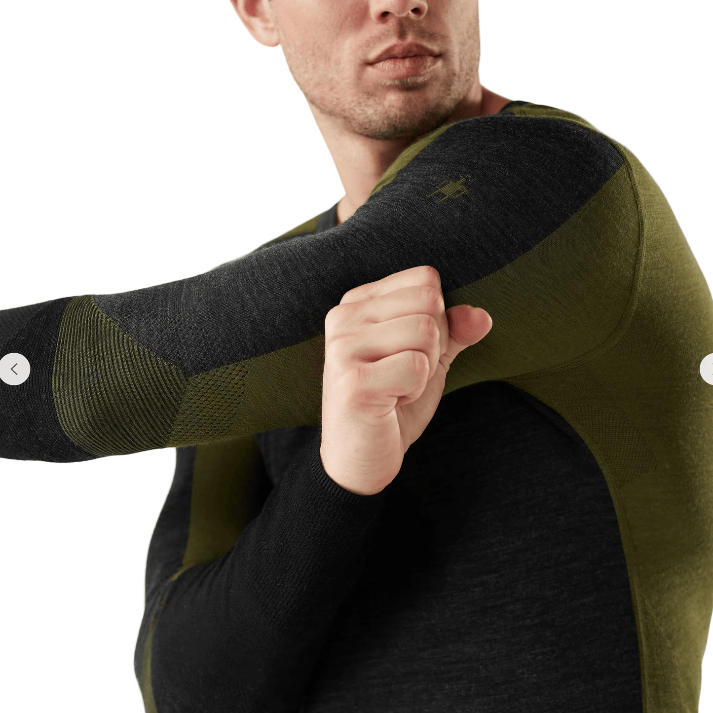 Smartwool Men's Intraknit Thermal Merino Base Layer Colorblock Crew Winter Moss-Charcoal