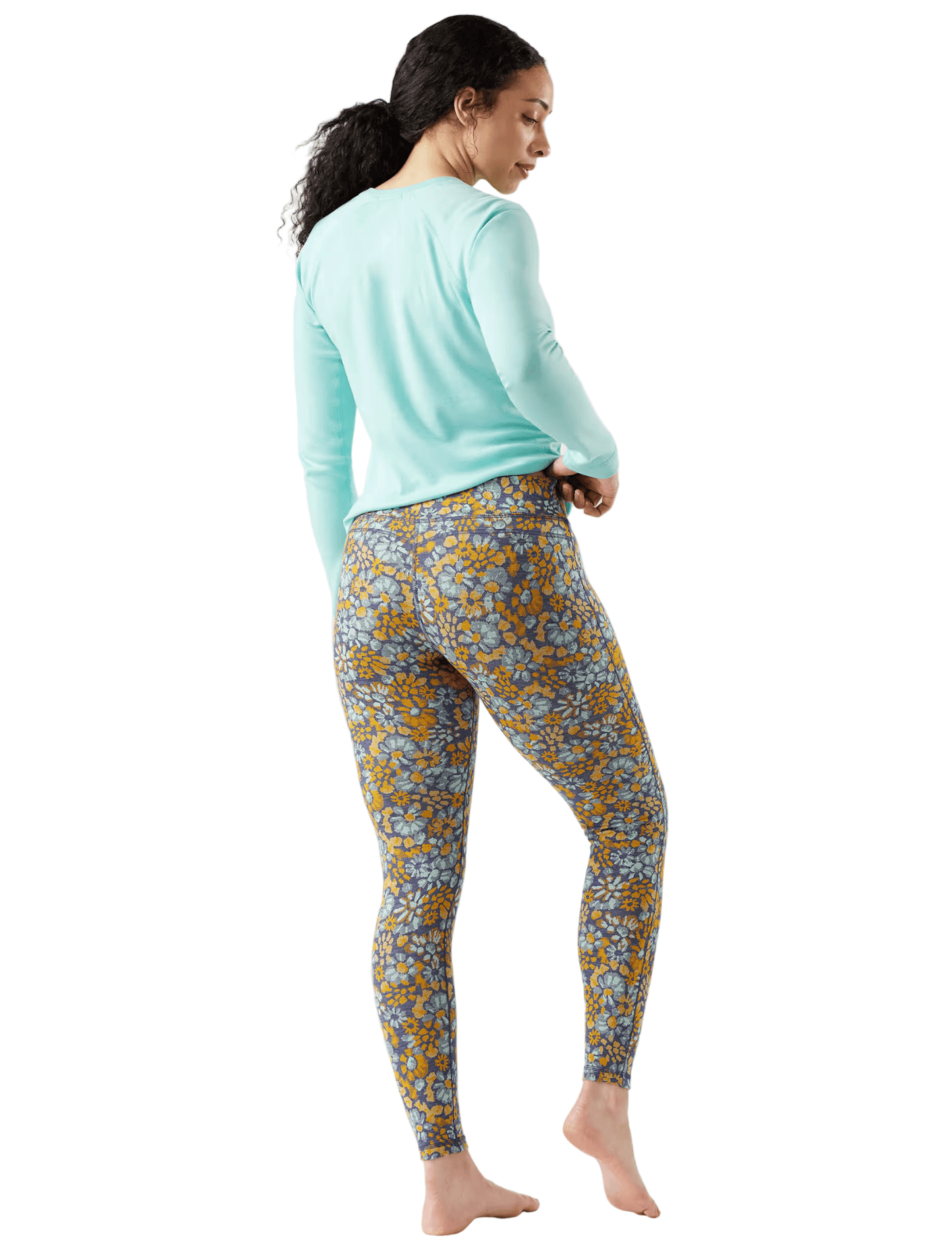 Smartwool Women's Classic Thermal Merino Base Layer Bottom Pacific Blue Floral