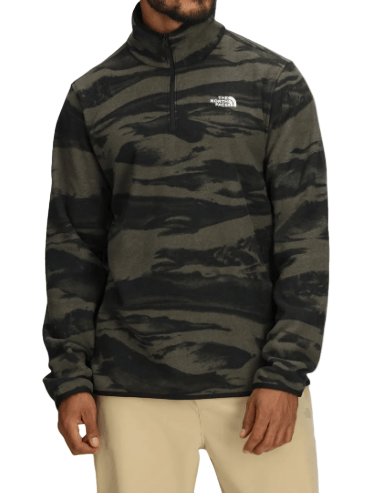 The North Face Men's Glacier Fleece ¼ Zip—Print New Taupe Green Edge of Light Print