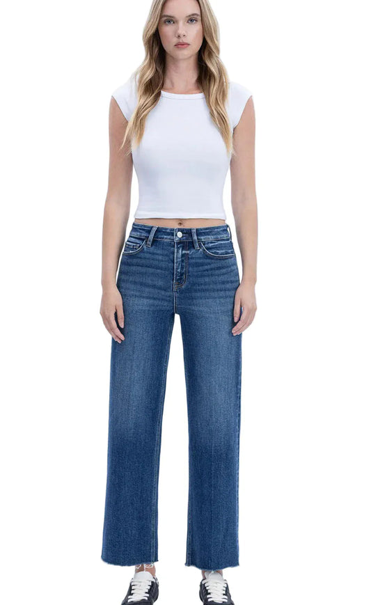 Flying Monkey Women's High Rise Trouser Press Wide Leg Jeans Rational