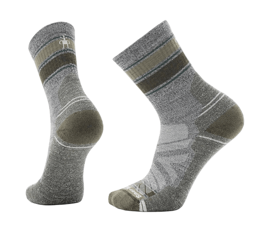 Smartwool Men's Hike Light Cushion Striped Mid Crew Socks Ash-Charcoal