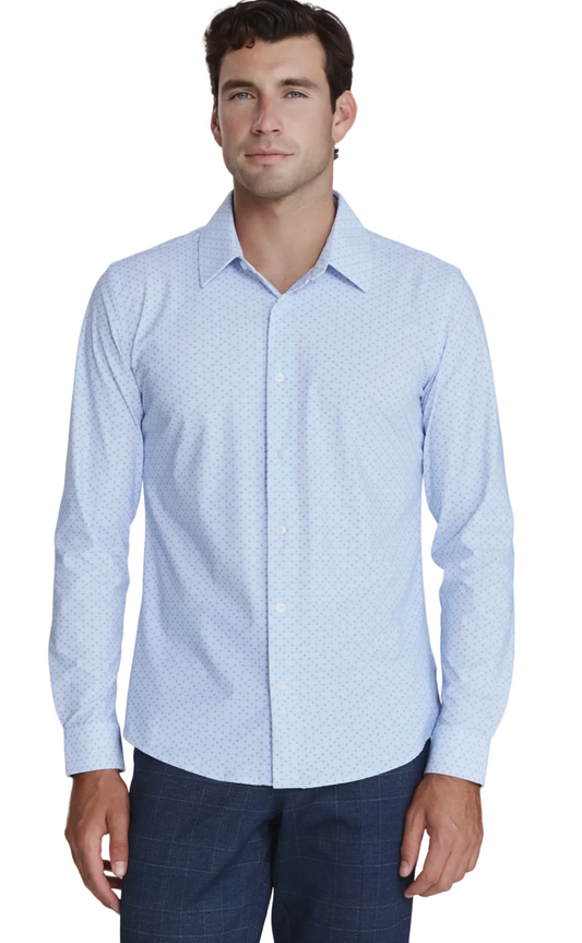 7 Diamonds Men's Motif Long Sleeve Shirt Light Blue