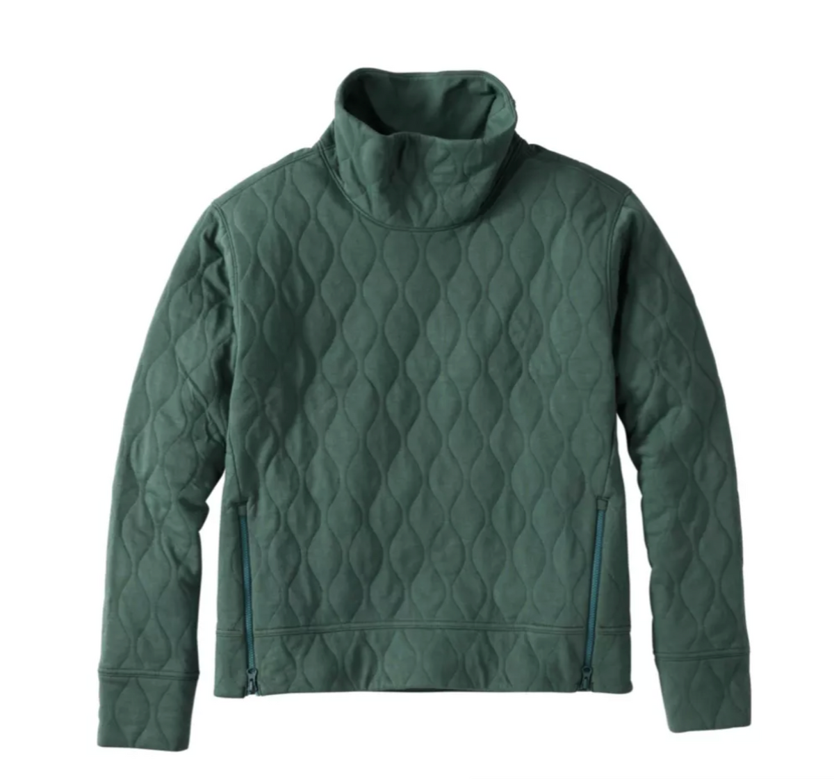 L.L. Bean Venturesoft Quilted Funnelneck Pullover Women'S Regular Deep Sea Green