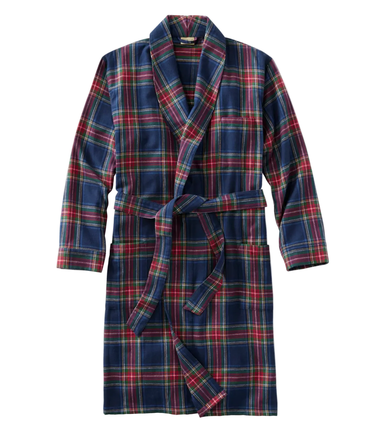 L.L. Bean Scotch Plaid Flannel Robe Men'S Regular Navy Stewart
