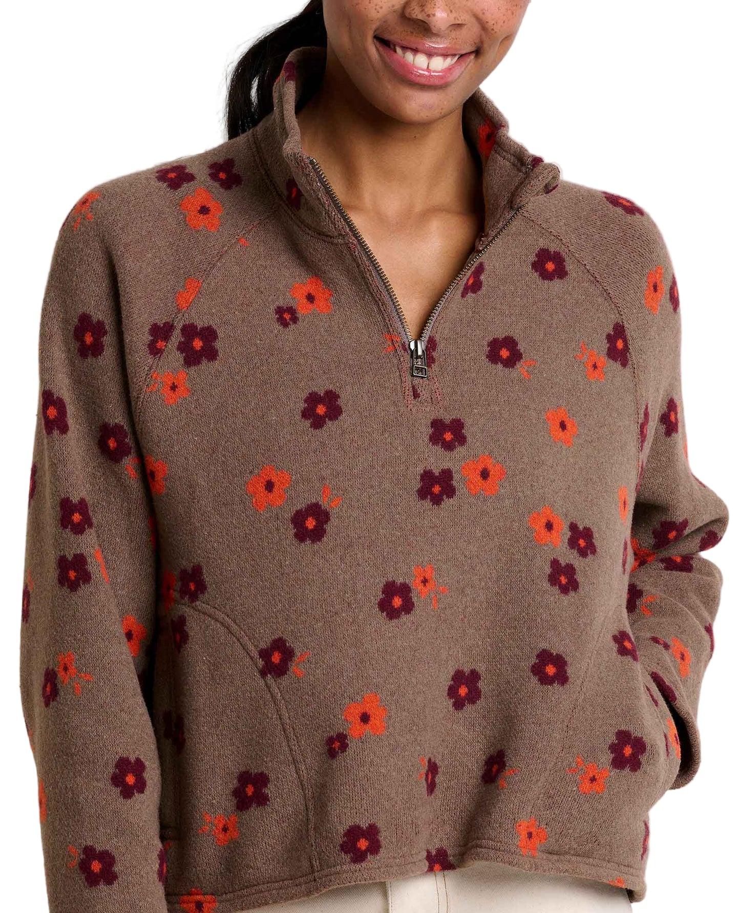 Toad Women’s Kennicott 1/4 Zip Falcon Brown Flowers