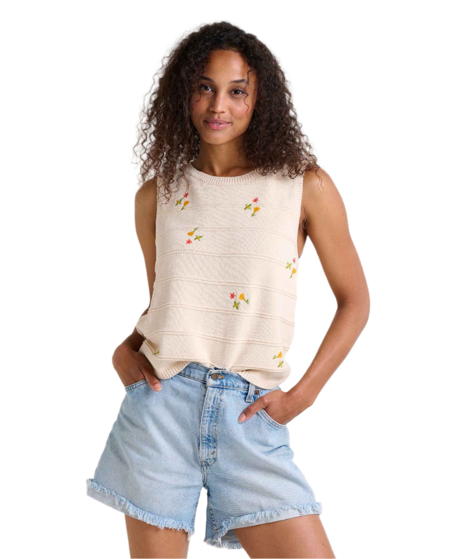 Toad&Co Women's Bianca Crew Tank Embroidered Natural Embroidery