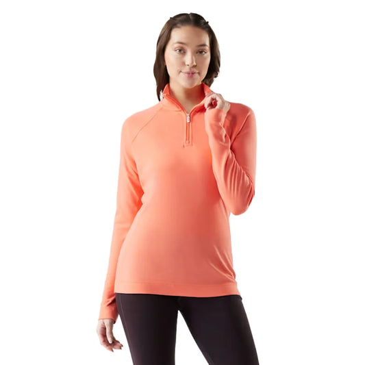 Smartwool Women's Classic Thermal Merino Base Layer 1/4 Zip Coral Reef