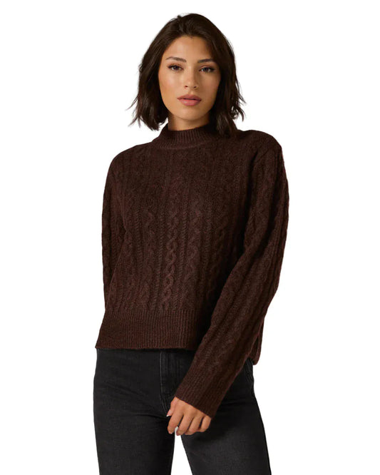 7 Diamonds Women’s Riley Cable Knit Sweater Walnut