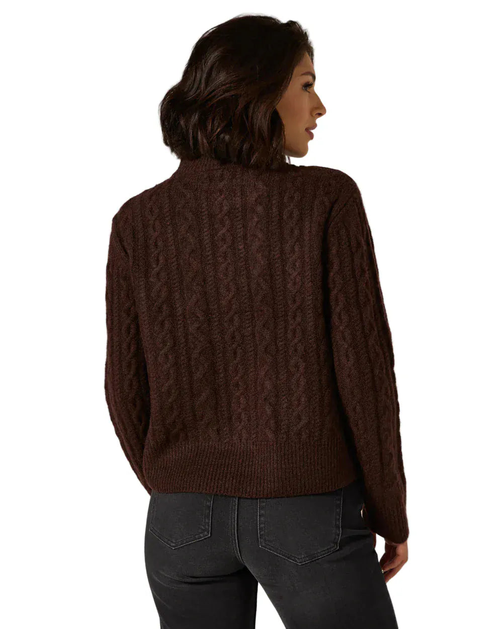 7 Diamonds Women’s Riley Cable Knit Sweater Walnut