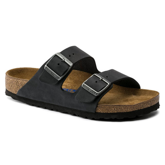 Birkenstock Men's Footwear > Sandals Birkenstock Men's Arizona Soft Footbed Oiled Leather Black Regular