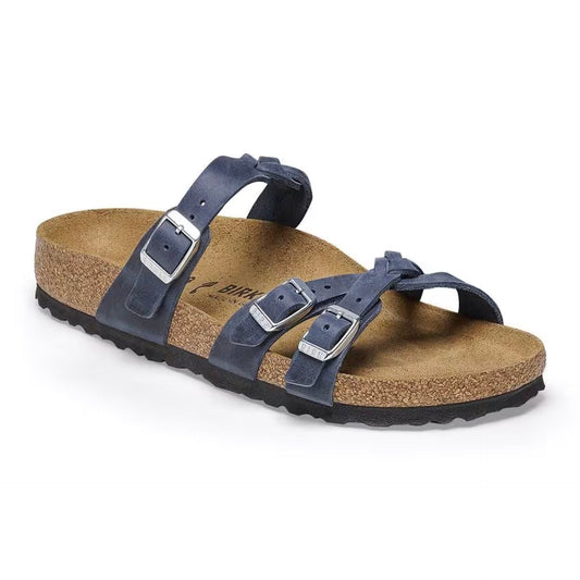 Birkenstock Women's Franca Braided Sandal Navy Oiled Leather - Brekken's