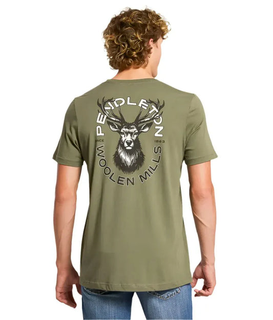 Pendleton Men's Stag Graphic Tee Military Green/Black - Brekken's