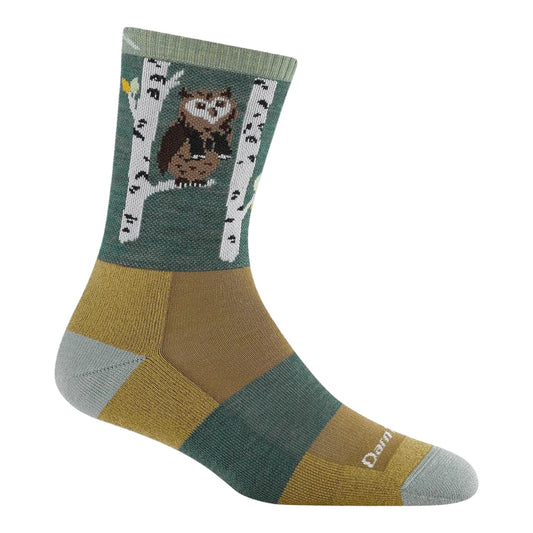 Darn Tough Accessories > Socks Darn Tough Women's Critter Club Micro Crew Lightweight Cushion Hiking Socks Owl Green