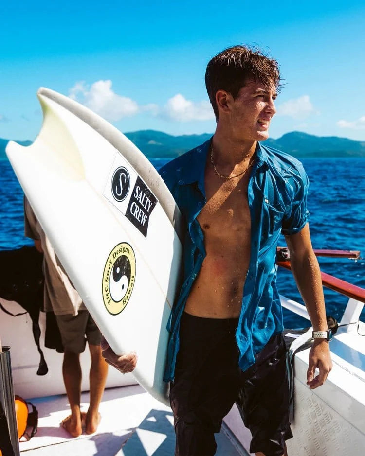 Salty Crew Men’s Breezer Perf Button Up Channel Blue - Brekken's