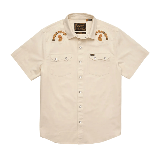 Howler Bros 502 Howler Bro's Men's Crosscut Deluxe Snapshirt - Fowl Play : Off White Dobby