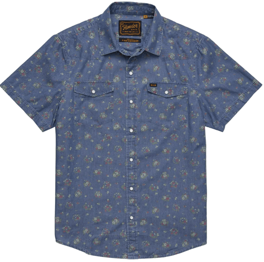 Howler Bros 502 Howler Bros Mens H Bar B Snapshirt - Bouquets : Washed Indigo Bouquets : Washed Indigo