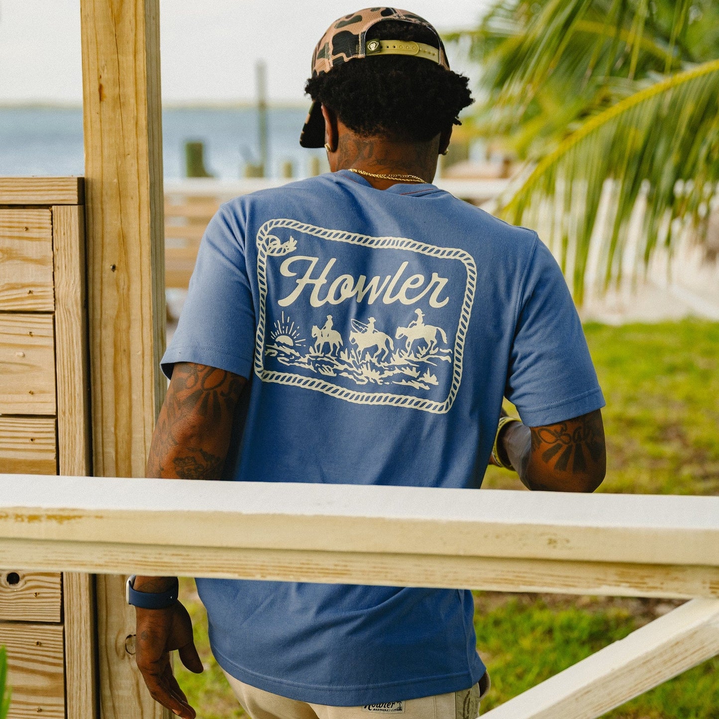 Howler Bros 505 Howler Bro's Men's Blended T-Shirt - Howler Posse : Blue Horizon