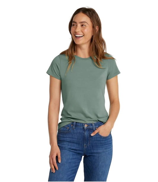 L.L. Bean 181 L.L. Bean Women's Soft Stretch Supima Tee Crewneck Short Sleeve Sea Green