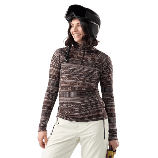Smartwool Women's Apparel > Fleece & Midlayers Smartwool Women'S Classic Thermal Merino Base Layer 1/4 Zip Mocha Fair Isle Fun