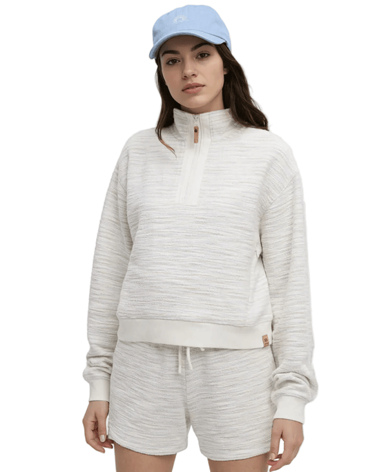 Tentree Women’s Apparel > Sweatshirts & Hoodies Tentree Women’s Elkhorn 1/4 Zip Cotton White Flash Stripe