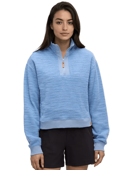 Tentree Women’s Apparel > Sweatshirts & Hoodies Tentree Women’s Elkhorn 1/4 Zip Lakeside/Stone Flash Stripe