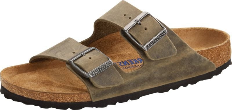 Birkenstock Men's Arizona Soft Footbed Sandal Faded Khaki Oiled Leather - Brekken's