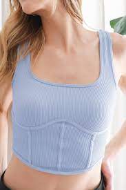 Niki Biki Women's Ribbed Square Neck Corset Top NS8221 - Brekken's