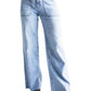 Flying Monkey Women's High Rise Drawstring Wide Leg Jeans Clearly