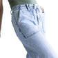 Flying Monkey Women's High Rise Drawstring Wide Leg Jeans Clearly