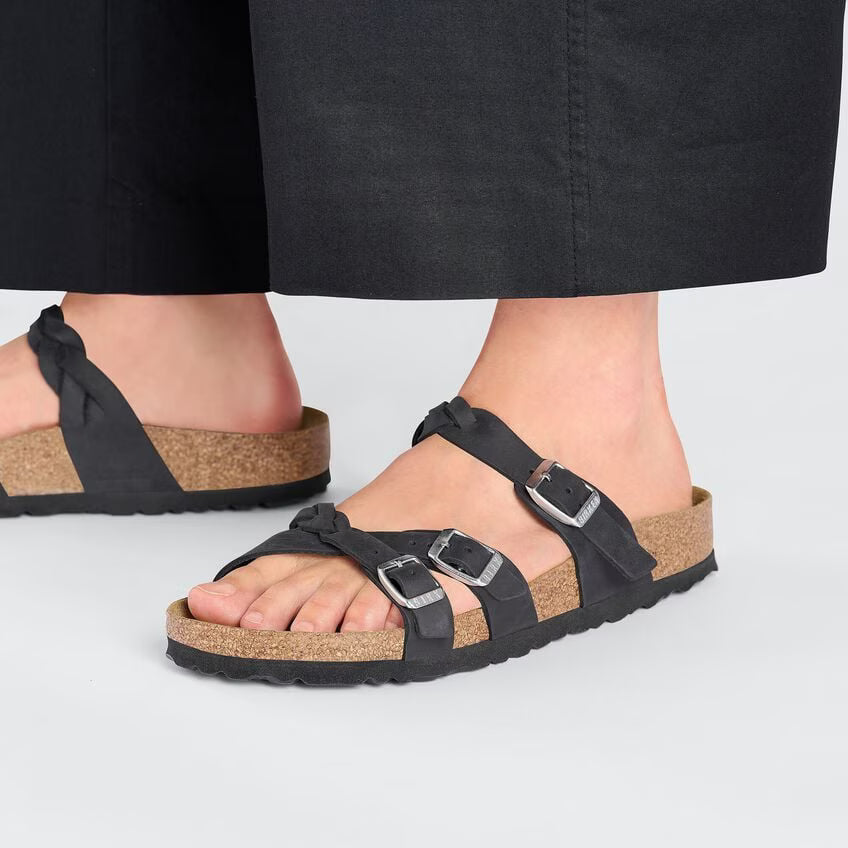 Birkenstock Women's Franca Braided Sandal Black Oiled Leather