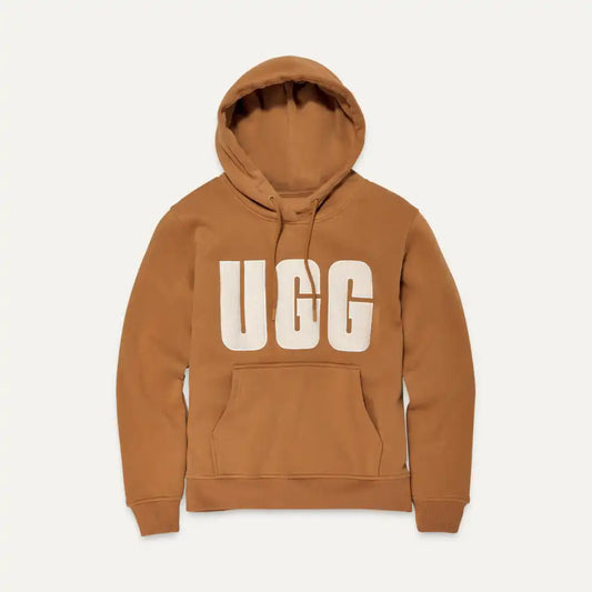 UGG® Women's Rey UGGfluff Logo Hoodie Chestnut / Plaster