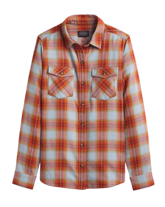 Pendleton Women’s Western Flannel Shirt Blue/Rust Plaid - Brekken's
